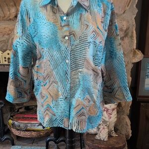 Abstract Patterned Button-Up Shirt